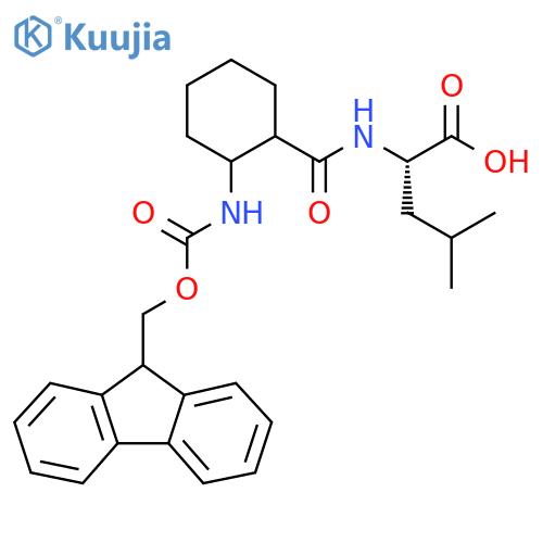 (2S)-2-{2-({(9H-fluoren-9-yl)methoxycarbonyl}amino)cyclohexylformamido}-4-methylpentanoic acid structure