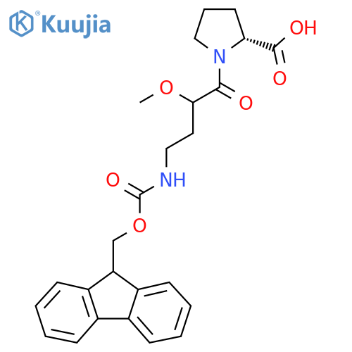 (2R)-1-4-({(9H-fluoren-9-yl)methoxycarbonyl}amino)-2-methoxybutanoylpyrrolidine-2-carboxylic acid structure