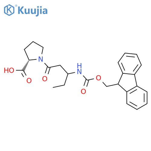 (2S)-1-3-({(9H-fluoren-9-yl)methoxycarbonyl}amino)pentanoylpyrrolidine-2-carboxylic acid structure