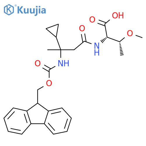 (2S,3R)-2-3-cyclopropyl-3-({(9H-fluoren-9-yl)methoxycarbonyl}amino)butanamido-3-methoxybutanoic acid structure