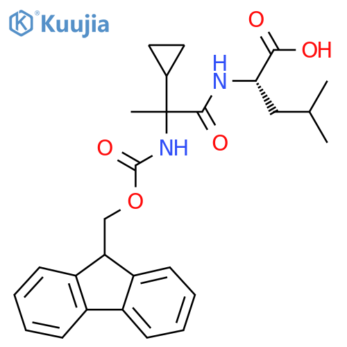 (2S)-2-2-cyclopropyl-2-({(9H-fluoren-9-yl)methoxycarbonyl}amino)propanamido-4-methylpentanoic acid structure