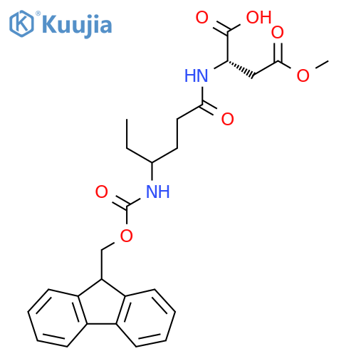 (2S)-2-4-({(9H-fluoren-9-yl)methoxycarbonyl}amino)hexanamido-4-methoxy-4-oxobutanoic acid structure
