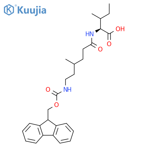 (2S)-2-6-({(9H-fluoren-9-yl)methoxycarbonyl}amino)-4-methylhexanamido-3-methylpentanoic acid structure