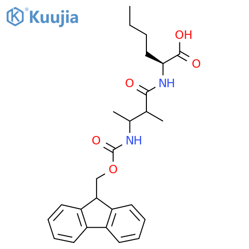 (2S)-2-3-({(9H-fluoren-9-yl)methoxycarbonyl}amino)-2-methylbutanamidohexanoic acid structure