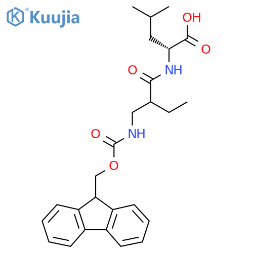 (2R)-2-{2-({(9H-fluoren-9-yl)methoxycarbonyl}amino)methylbutanamido}-4-methylpentanoic acid structure
