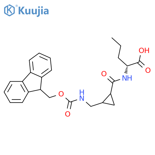 (2R)-2-({2-({(9H-fluoren-9-yl)methoxycarbonyl}amino)methylcyclopropyl}formamido)pentanoic acid structure