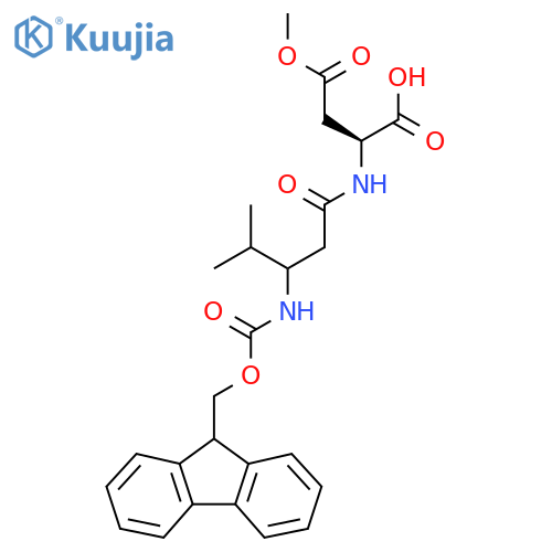 (2S)-2-3-({(9H-fluoren-9-yl)methoxycarbonyl}amino)-4-methylpentanamido-4-methoxy-4-oxobutanoic acid structure