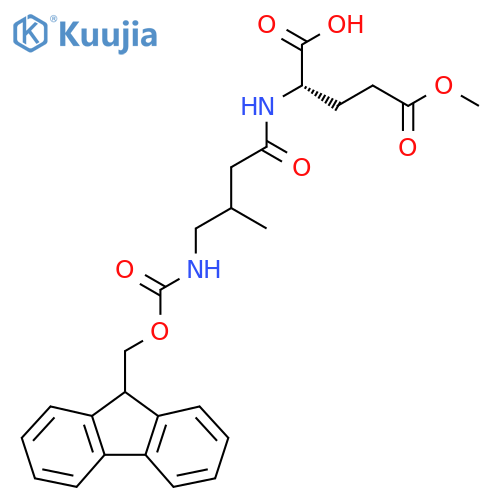 (2S)-2-4-({(9H-fluoren-9-yl)methoxycarbonyl}amino)-3-methylbutanamido-5-methoxy-5-oxopentanoic acid structure