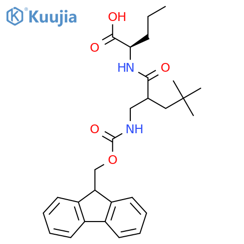 (2R)-2-{2-({(9H-fluoren-9-yl)methoxycarbonyl}amino)methyl-4,4-dimethylpentanamido}pentanoic acid structure