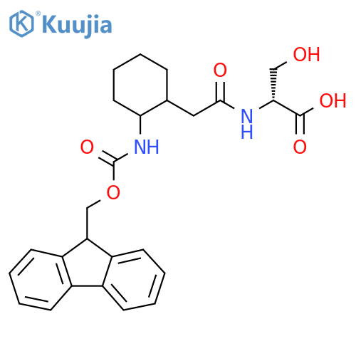 (2R)-2-{2-2-({(9H-fluoren-9-yl)methoxycarbonyl}amino)cyclohexylacetamido}-3-hydroxypropanoic acid structure