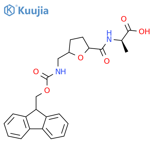 (2R)-2-({5-({(9H-fluoren-9-yl)methoxycarbonyl}amino)methyloxolan-2-yl}formamido)propanoic acid structure