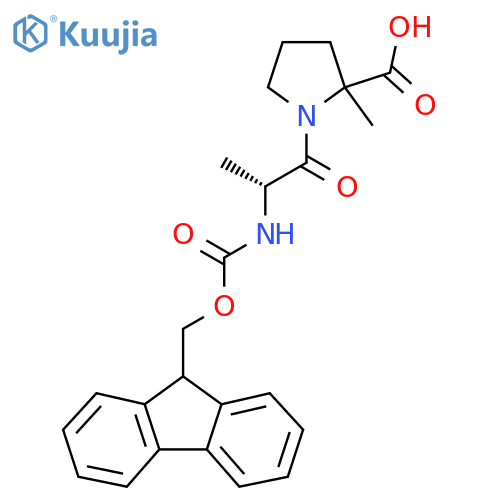 1-(2R)-2-({(9H-fluoren-9-yl)methoxycarbonyl}amino)propanoyl-2-methylpyrrolidine-2-carboxylic acid structure