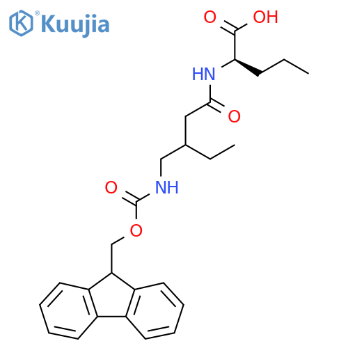 (2R)-2-{3-({(9H-fluoren-9-yl)methoxycarbonyl}amino)methylpentanamido}pentanoic acid structure
