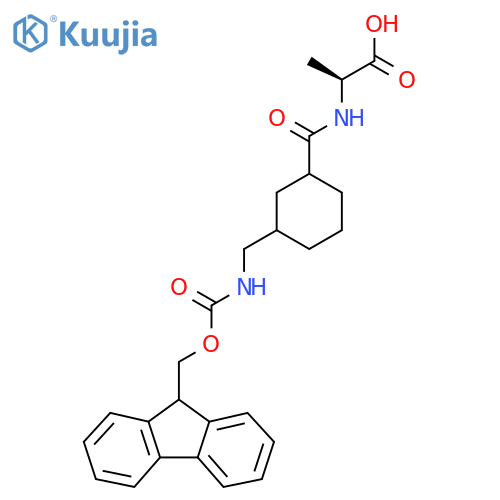 (2S)-2-({3-({(9H-fluoren-9-yl)methoxycarbonyl}amino)methylcyclohexyl}formamido)propanoic acid structure