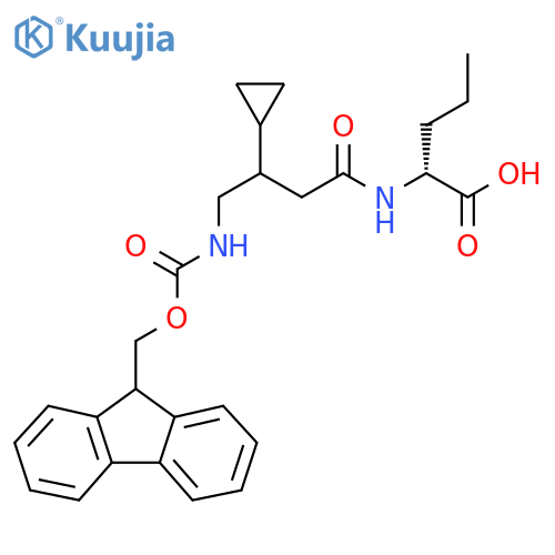 (2R)-2-3-cyclopropyl-4-({(9H-fluoren-9-yl)methoxycarbonyl}amino)butanamidopentanoic acid structure