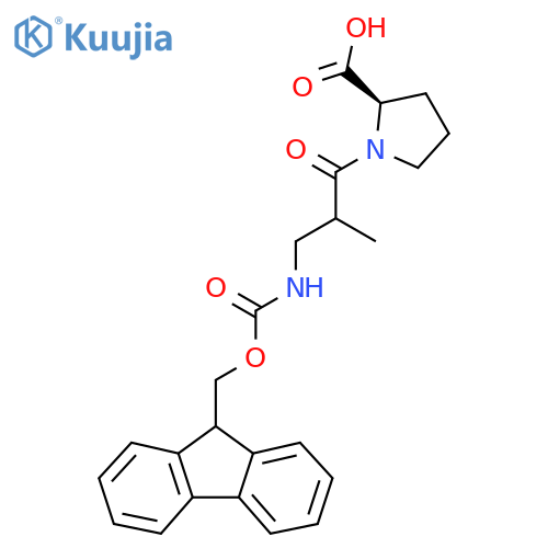 (2R)-1-3-({(9H-fluoren-9-yl)methoxycarbonyl}amino)-2-methylpropanoylpyrrolidine-2-carboxylic acid structure