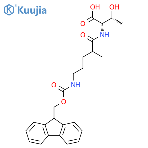 (2S,3R)-2-5-({(9H-fluoren-9-yl)methoxycarbonyl}amino)-2-methylpentanamido-3-hydroxybutanoic acid structure