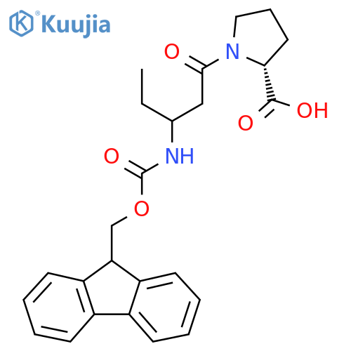 (2R)-1-3-({(9H-fluoren-9-yl)methoxycarbonyl}amino)pentanoylpyrrolidine-2-carboxylic acid structure