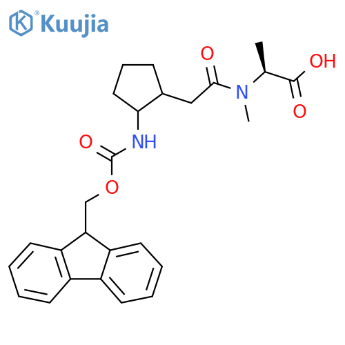 (2S)-2-{2-2-({(9H-fluoren-9-yl)methoxycarbonyl}amino)cyclopentyl-N-methylacetamido}propanoic acid structure