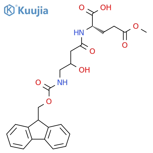 (2S)-2-4-({(9H-fluoren-9-yl)methoxycarbonyl}amino)-3-hydroxybutanamido-5-methoxy-5-oxopentanoic acid structure