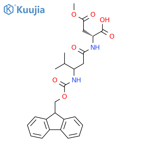 (2R)-2-3-({(9H-fluoren-9-yl)methoxycarbonyl}amino)-4-methylpentanamido-4-methoxy-4-oxobutanoic acid structure