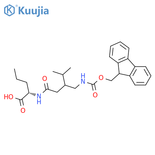 (2S)-2-{3-({(9H-fluoren-9-yl)methoxycarbonyl}amino)methyl-4-methylpentanamido}pentanoic acid structure