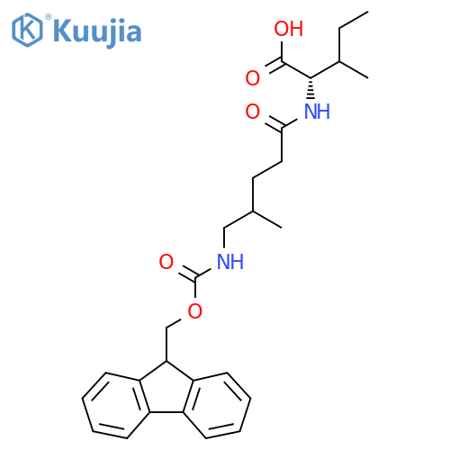 (2S)-2-5-({(9H-fluoren-9-yl)methoxycarbonyl}amino)-4-methylpentanamido-3-methylpentanoic acid structure