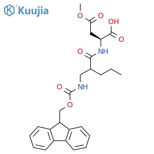 (2S)-2-{2-({(9H-fluoren-9-yl)methoxycarbonyl}amino)methylpentanamido}-4-methoxy-4-oxobutanoic acid structure