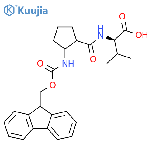 (2R)-2-{2-({(9H-fluoren-9-yl)methoxycarbonyl}amino)cyclopentylformamido}-3-methylbutanoic acid structure