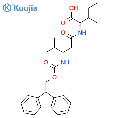 (2S)-2-3-({(9H-fluoren-9-yl)methoxycarbonyl}amino)-4-methylpentanamido-3-methylpentanoic acid structure