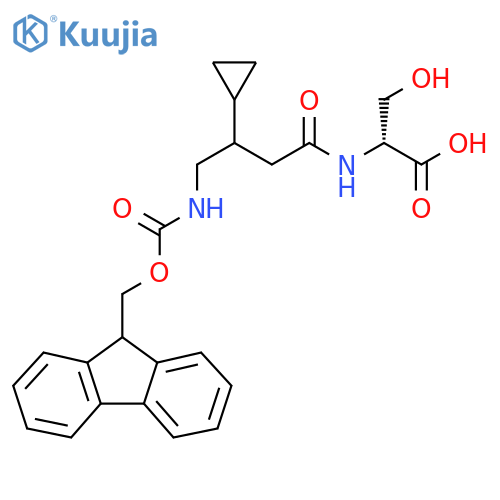 (2R)-2-3-cyclopropyl-4-({(9H-fluoren-9-yl)methoxycarbonyl}amino)butanamido-3-hydroxypropanoic acid structure