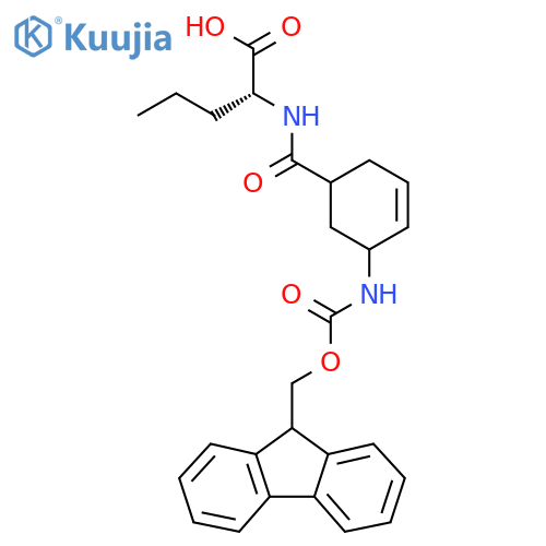 (2R)-2-{5-({(9H-fluoren-9-yl)methoxycarbonyl}amino)cyclohex-3-en-1-ylformamido}pentanoic acid structure