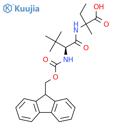 2-(2S)-2-({(9H-fluoren-9-yl)methoxycarbonyl}amino)-3,3-dimethylbutanamido-2-methylbutanoic acid structure