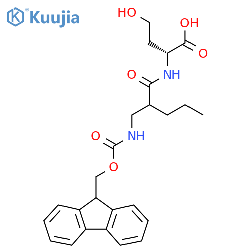 (2R)-2-{2-({(9H-fluoren-9-yl)methoxycarbonyl}amino)methylpentanamido}-4-hydroxybutanoic acid structure