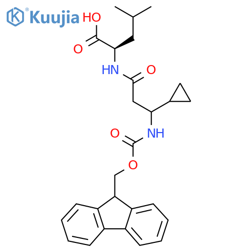 (2R)-2-3-cyclopropyl-3-({(9H-fluoren-9-yl)methoxycarbonyl}amino)propanamido-4-methylpentanoic acid structure