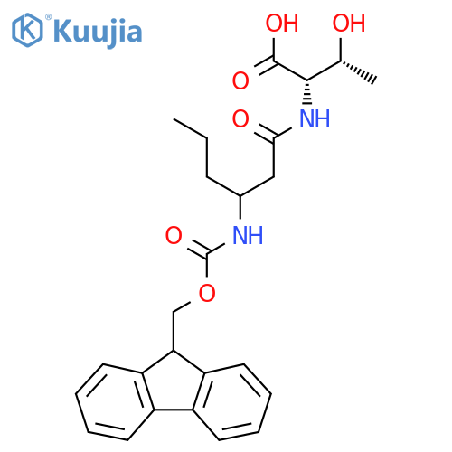(2S,3R)-2-3-({(9H-fluoren-9-yl)methoxycarbonyl}amino)hexanamido-3-hydroxybutanoic acid structure