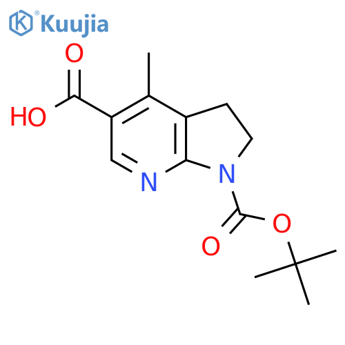 1-(tert-butoxy)carbonyl-4-methyl-1H,2H,3H-pyrrolo2,3-bpyridine-5-carboxylic acid structure