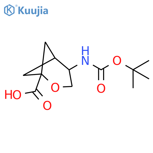 4-{(tert-butoxy)carbonylamino}-2-oxabicyclo3.1.1heptane-1-carboxylic acid structure
