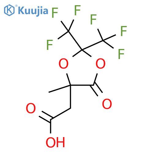 2-4-methyl-5-oxo-2,2-bis(trifluoromethyl)-1,3-dioxolan-4-ylacetic acid structure