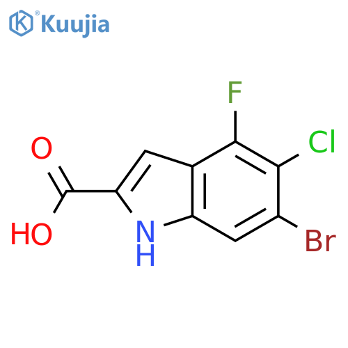 6-bromo-5-chloro-4-fluoro-1H-indole-2-carboxylic acid structure