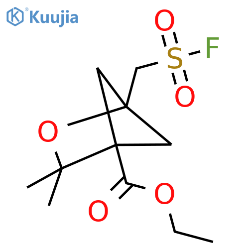 Ethyl 1-[(fluorosulfonyl)methyl]-3,3-dimethyl-2-oxabicyclo[2.1.1]hexane-4-carboxylate structure