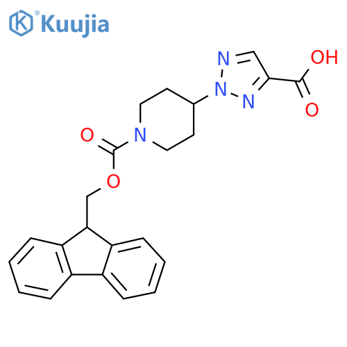2-(1-{(9H-fluoren-9-yl)methoxycarbonyl}piperidin-4-yl)-2H-1,2,3-triazole-4-carboxylic acid structure