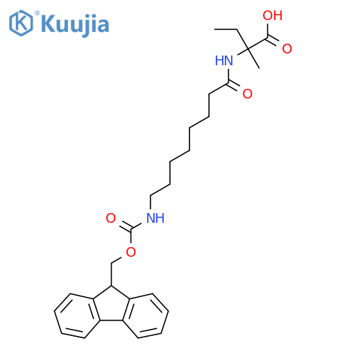 2-8-({(9H-fluoren-9-yl)methoxycarbonyl}amino)octanamido-2-methylbutanoic acid structure