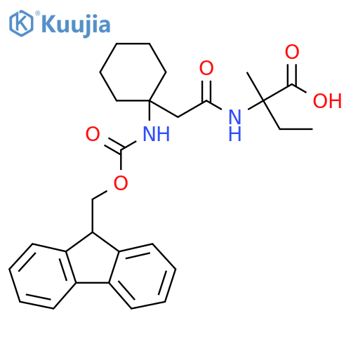 2-{2-1-({(9H-fluoren-9-yl)methoxycarbonyl}amino)cyclohexylacetamido}-2-methylbutanoic acid structure