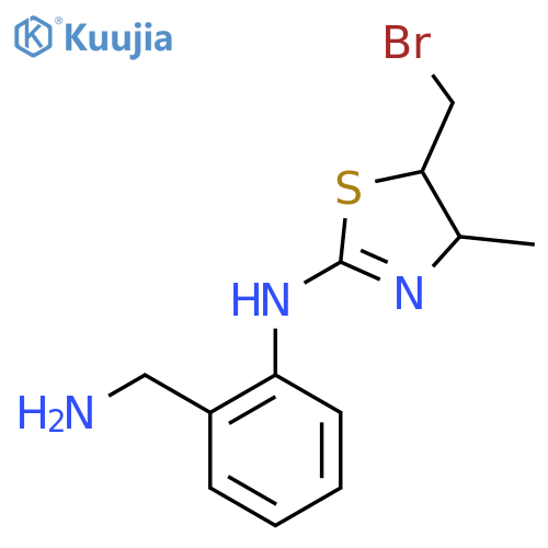 N-2-(aminomethyl)phenyl-5-(bromomethyl)-4-methyl-4,5-dihydro-1,3-thiazol-2-amine structure