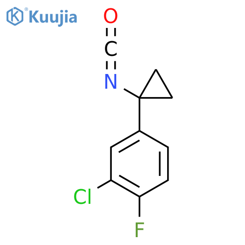 2-chloro-1-fluoro-4-(1-isocyanatocyclopropyl)benzene structure