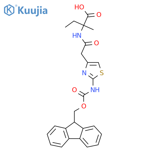2-{2-2-({(9H-fluoren-9-yl)methoxycarbonyl}amino)-1,3-thiazol-4-ylacetamido}-2-methylbutanoic acid structure