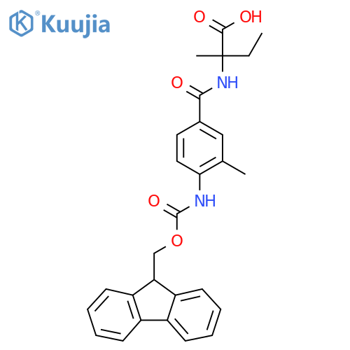 2-{4-({(9H-fluoren-9-yl)methoxycarbonyl}amino)-3-methylphenylformamido}-2-methylbutanoic acid structure