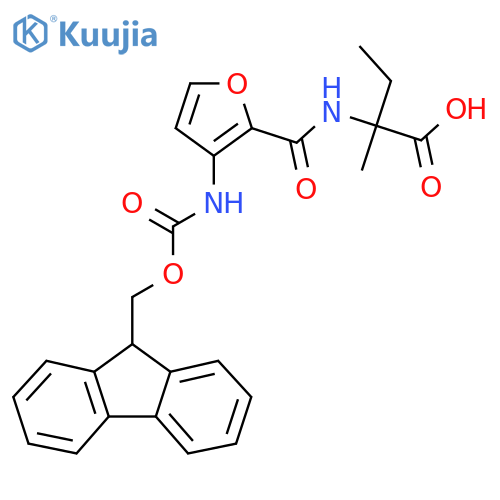 2-{3-({(9H-fluoren-9-yl)methoxycarbonyl}amino)furan-2-ylformamido}-2-methylbutanoic acid structure