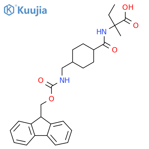 2-({4-({(9H-fluoren-9-yl)methoxycarbonyl}amino)methylcyclohexyl}formamido)-2-methylbutanoic acid structure